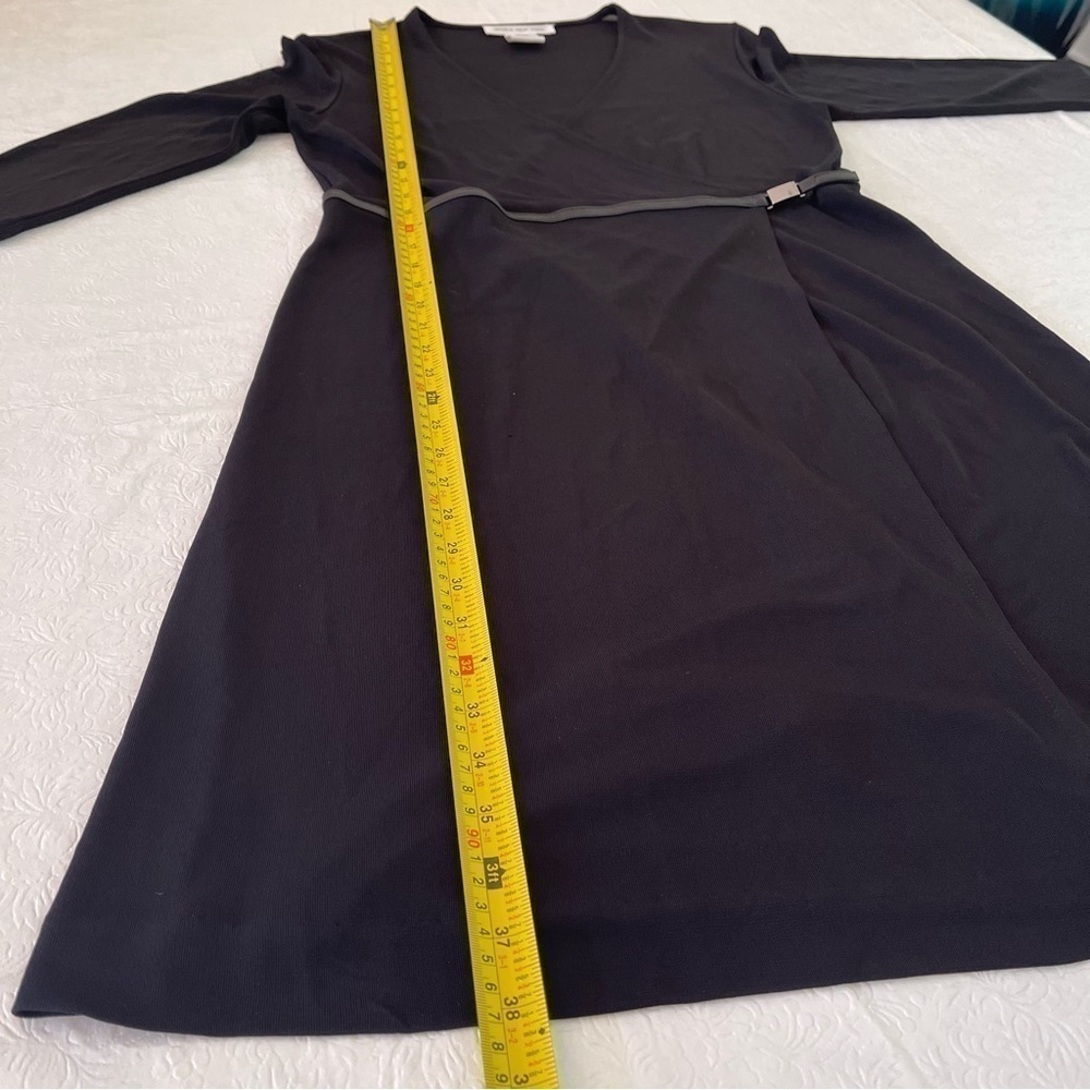 Jones New York Wrap Dress with Leather Trim Waist - Picture 10 of 12
